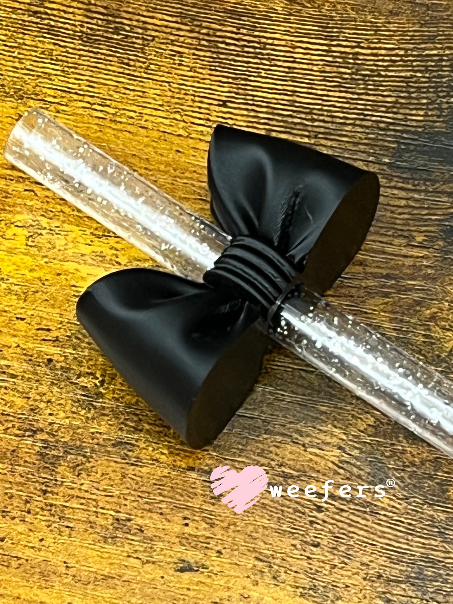Oversized Coquette Bow Lid Toppers for Tumblers | Bridesmaid (Fits Both 8mm and 10mm straws) Black Weefers