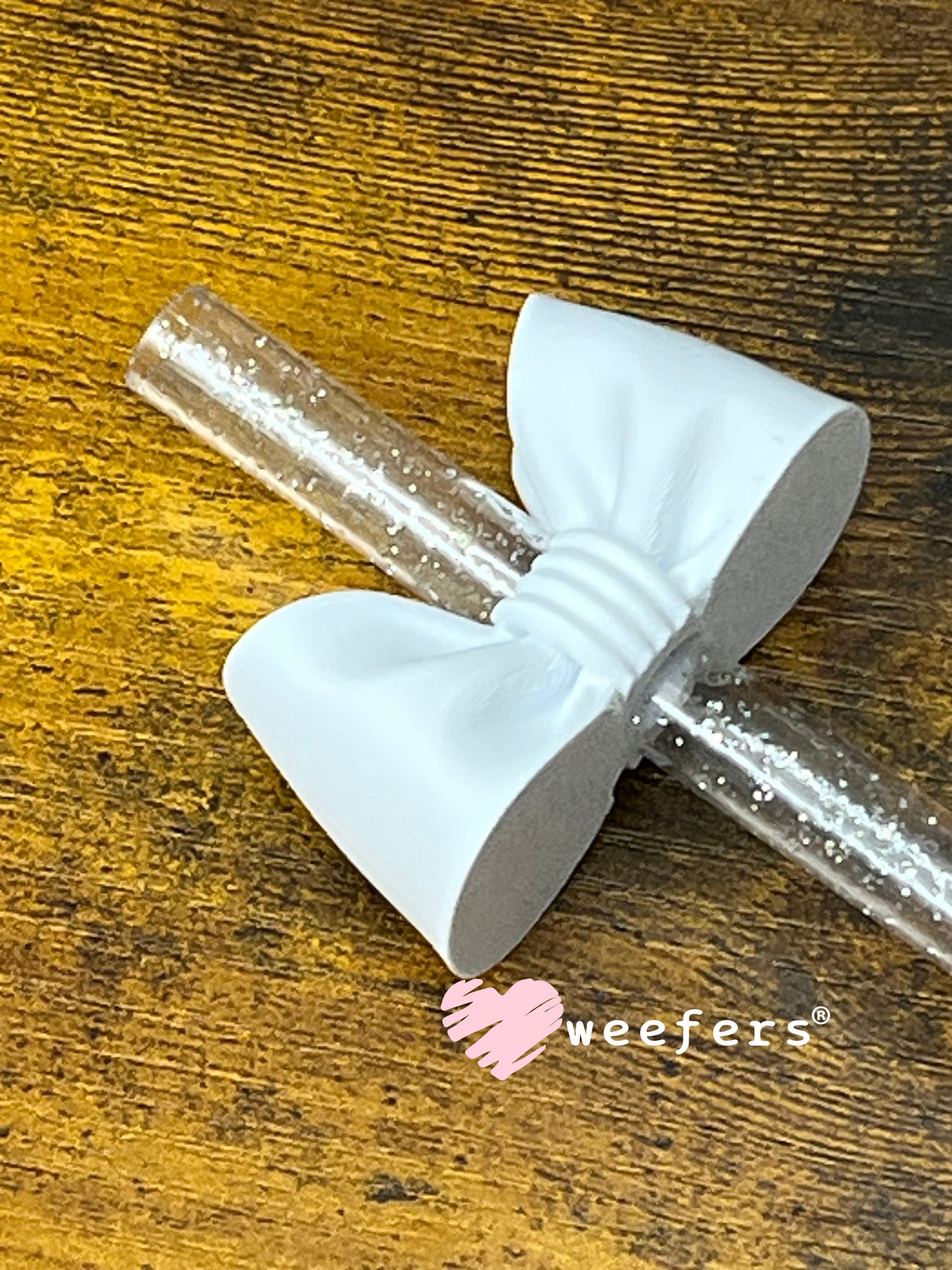 Oversized Coquette Bow Lid Toppers for Tumblers | Bridesmaid (Fits Both 8mm and 10mm straws) White Weefers