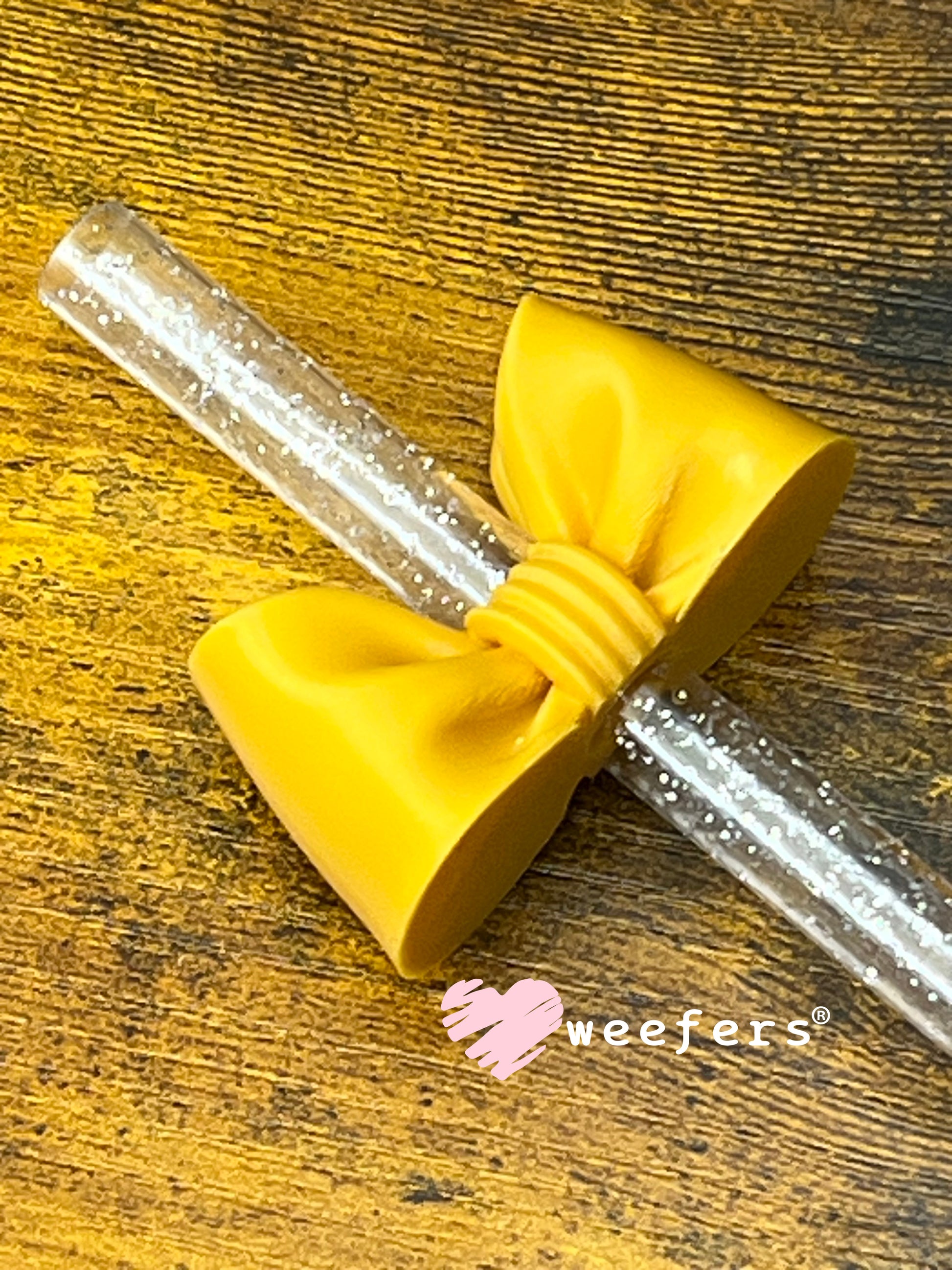 Oversized Coquette Bow Lid Toppers for Tumblers | Bridesmaid (Fits Both 8mm and 10mm straws) Gold Weefers