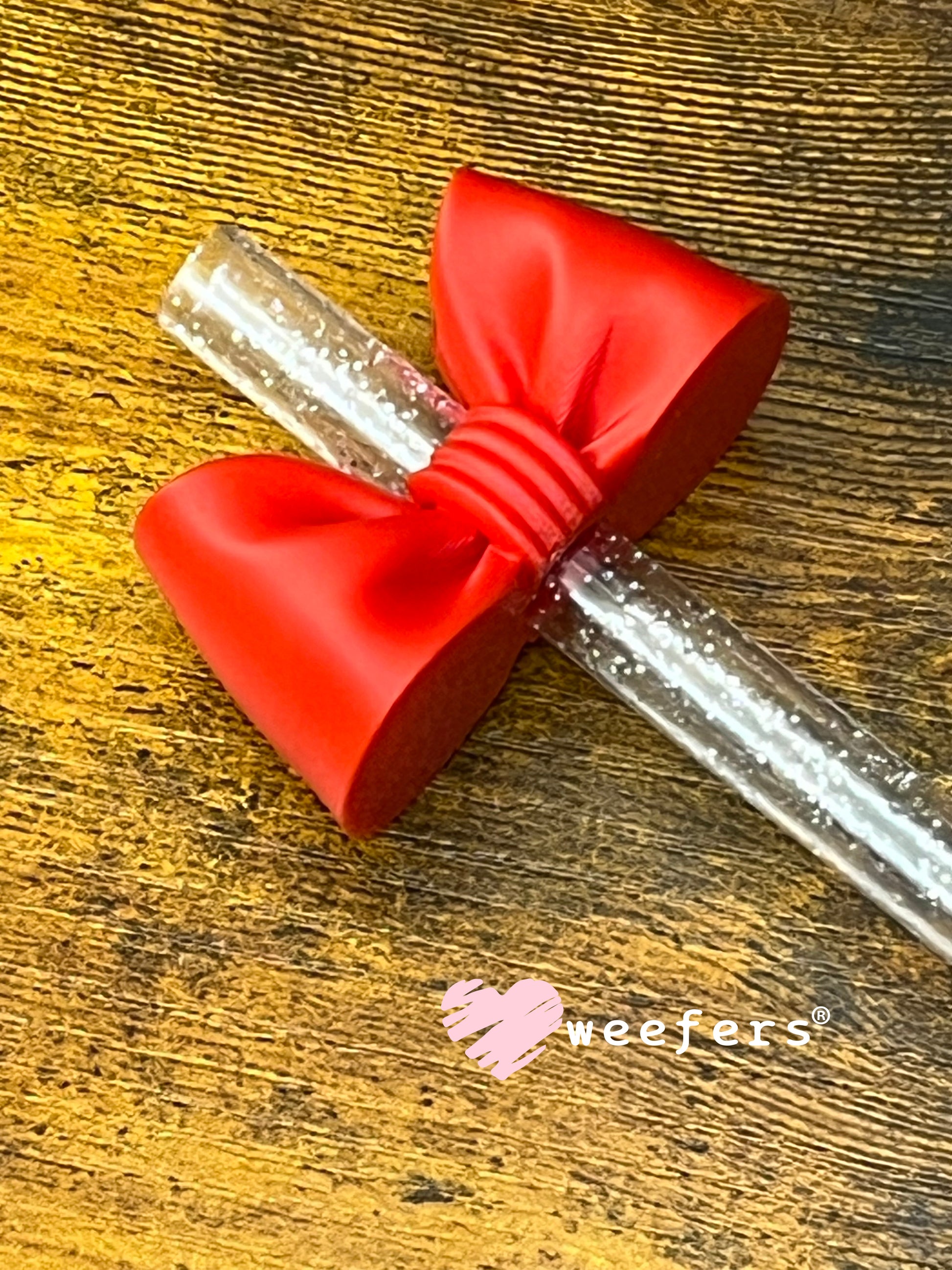 Oversized Coquette Bow Lid Toppers for Tumblers | Bridesmaid (Fits Both 8mm and 10mm straws) Red Weefers
