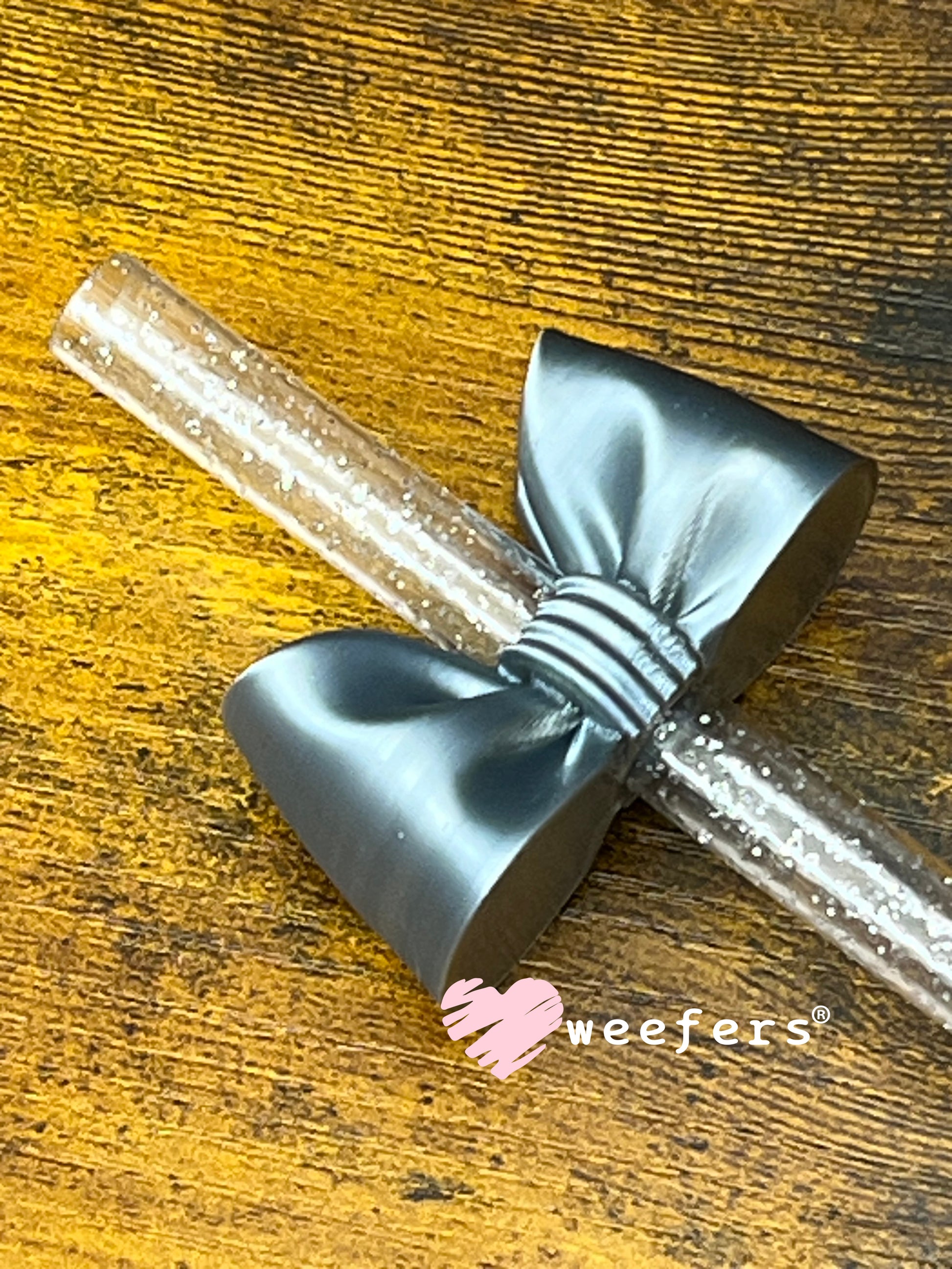 Oversized Coquette Bow Lid Toppers for Tumblers | Bridesmaid (Fits Both 8mm and 10mm straws) Silver Metal Weefers