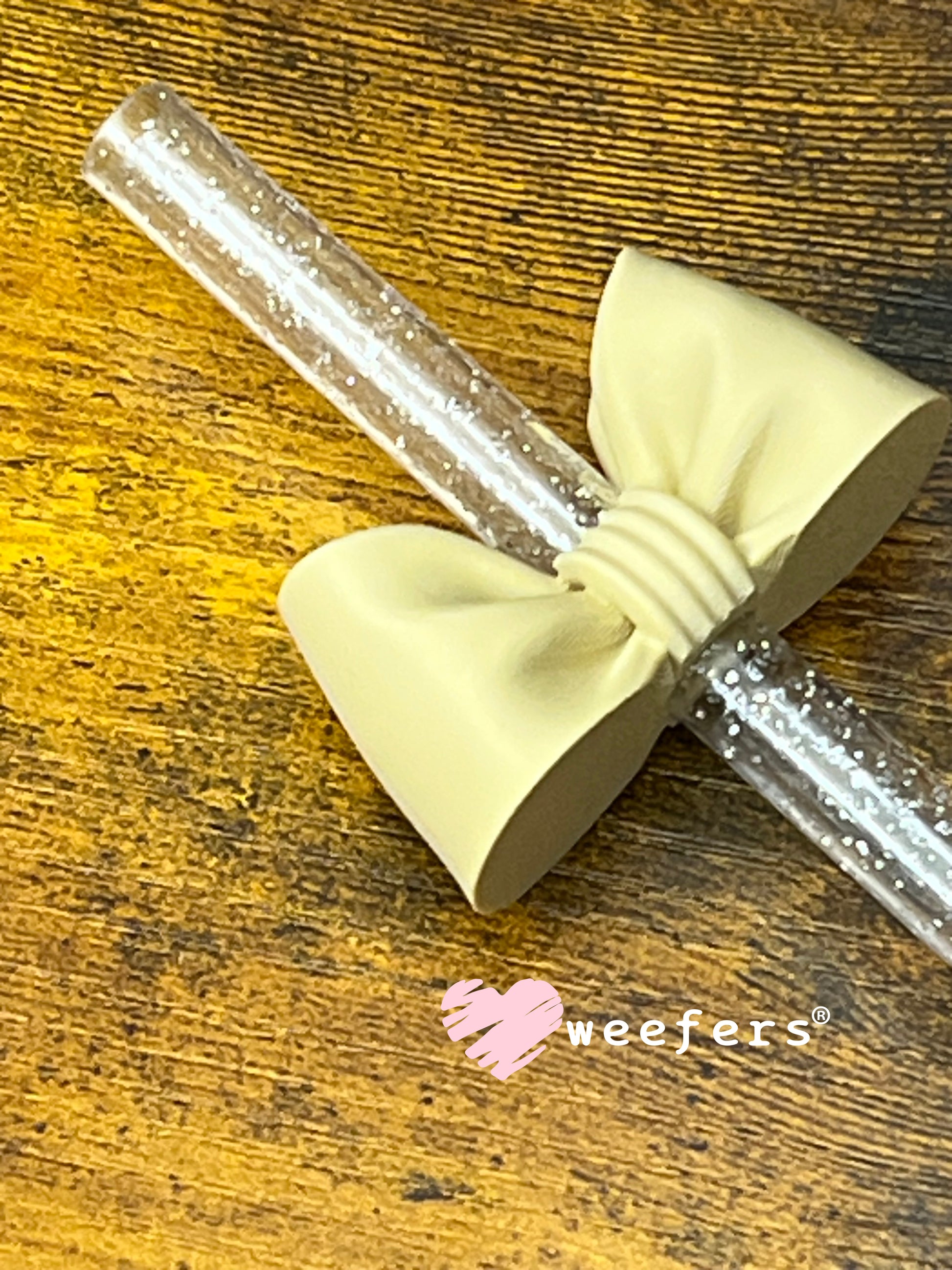 Oversized Coquette Bow Lid Toppers for Tumblers | Bridesmaid (Fits Both 8mm and 10mm straws) Tan Weefers