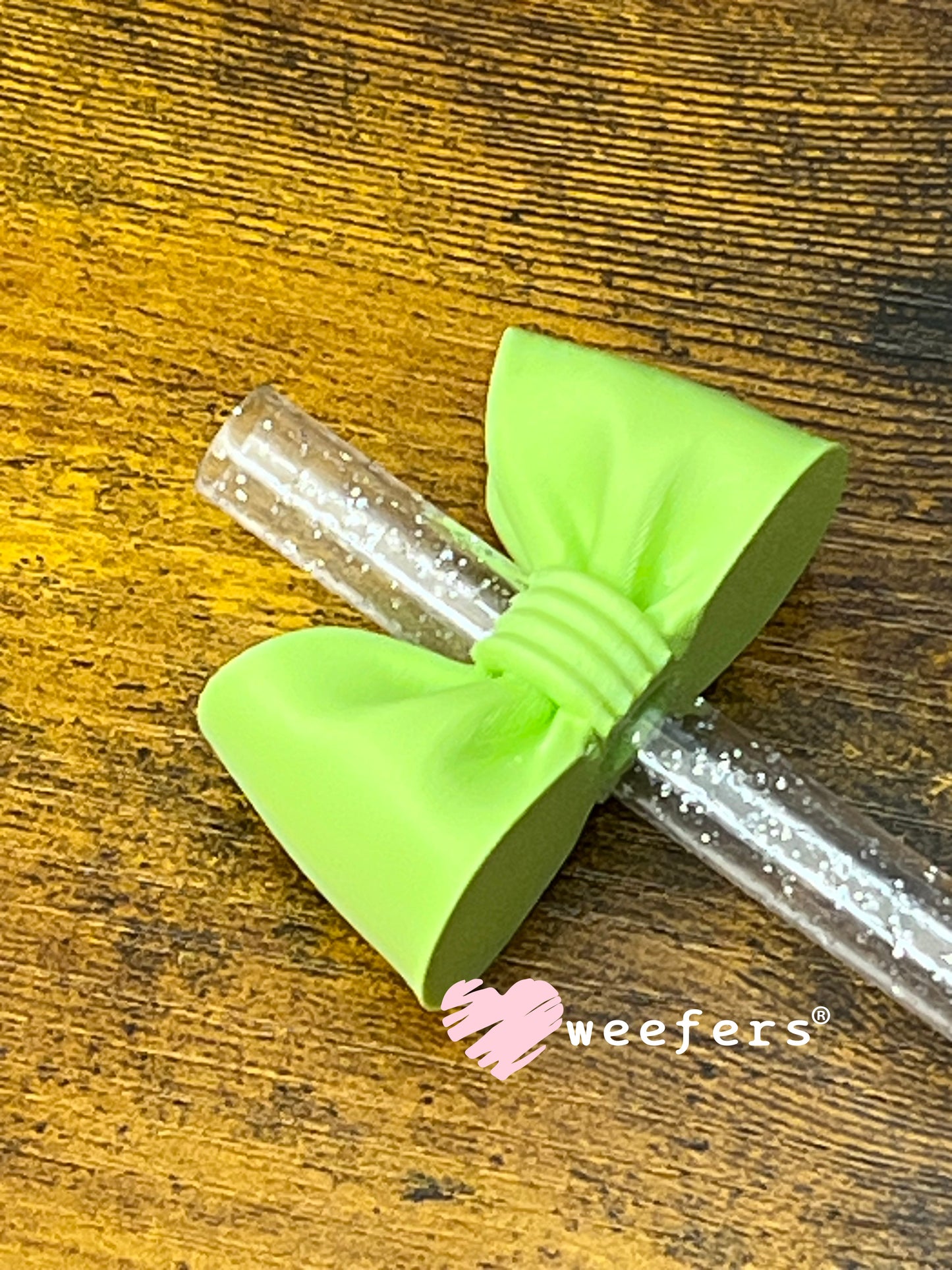 Oversized Coquette Bow Lid Toppers for Tumblers | Bridesmaid (Fits Both 8mm and 10mm straws) Lime Green Weefers