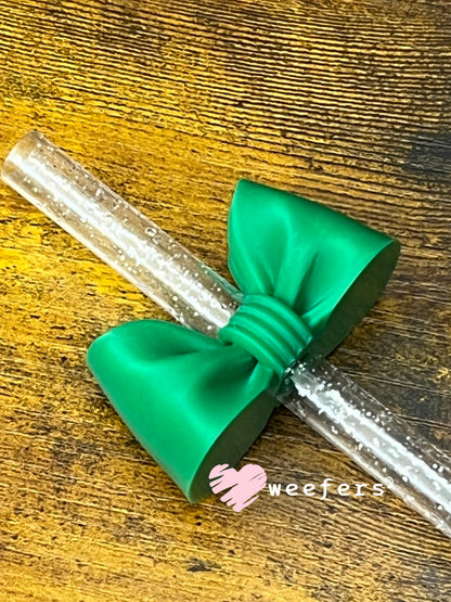 Oversized Coquette Bow Lid Toppers for Tumblers | Bridesmaid (Fits Both 8mm and 10mm straws) Kelly Green Weefers