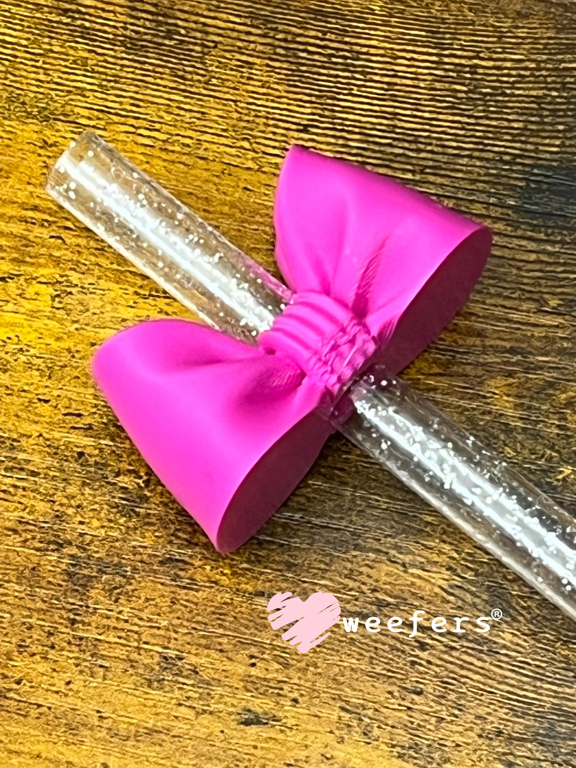 Oversized Coquette Bow Lid Toppers for Tumblers | Bridesmaid (Fits Both 8mm and 10mm straws) Magenta Weefers