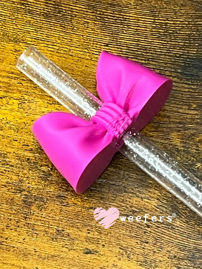 Oversized Coquette Bow Lid Toppers for Tumblers | Bridesmaid (Fits Both 8mm and 10mm straws) Magenta Weefers