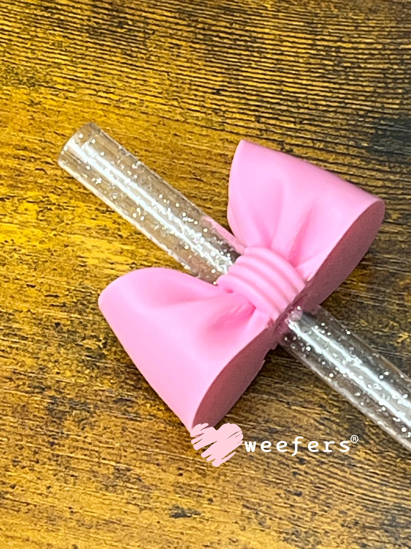 Oversized Coquette Bow Lid Toppers for Tumblers | Bridesmaid (Fits Both 8mm and 10mm straws) Pink Weefers