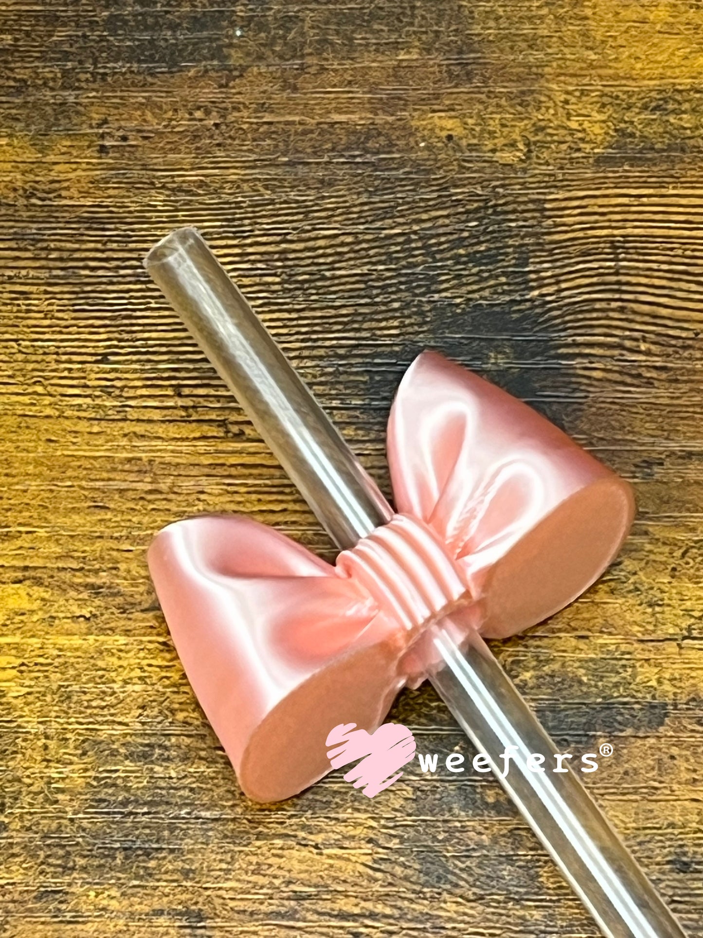 Oversized Coquette Bow Lid Toppers for Tumblers | Bridesmaid (Fits Both 8mm and 10mm straws) Silk Baby Pink Weefers
