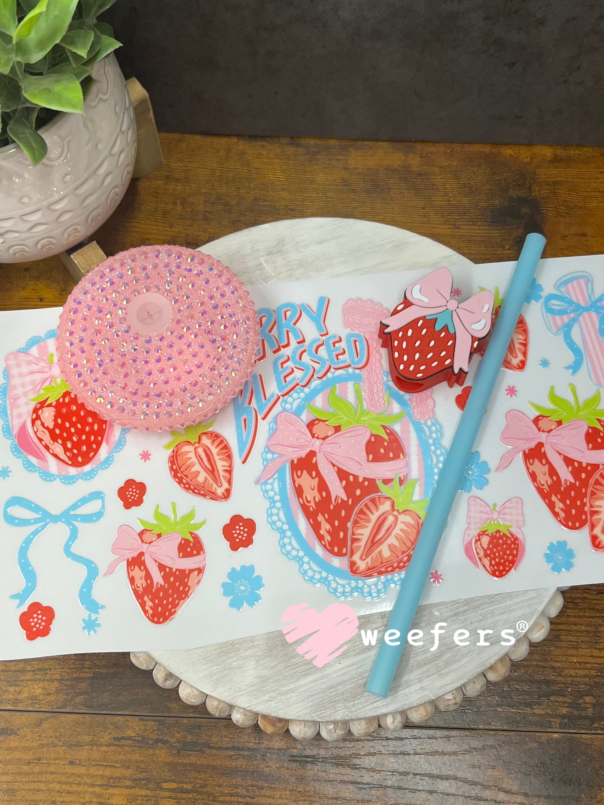 UV DTF Cup Wraps - Berry Blessed Strawberry Weefers