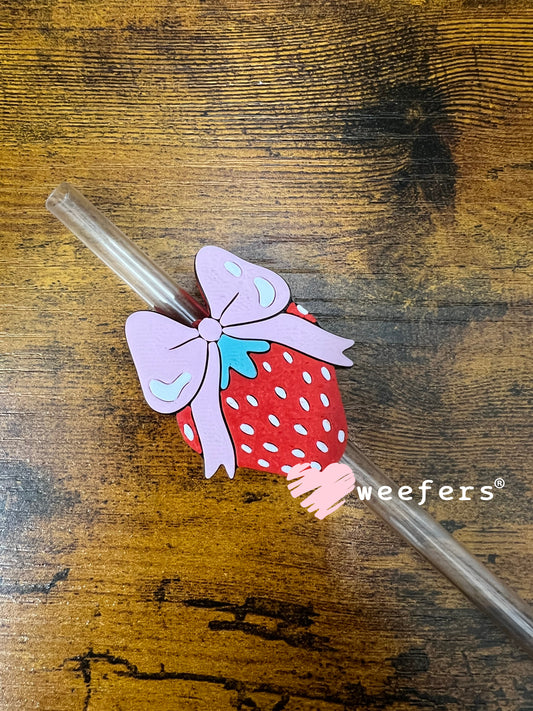 Straw Topper Buddy - Bow Strawberry (Fits both 8mm and 10mm straws) Weefers
