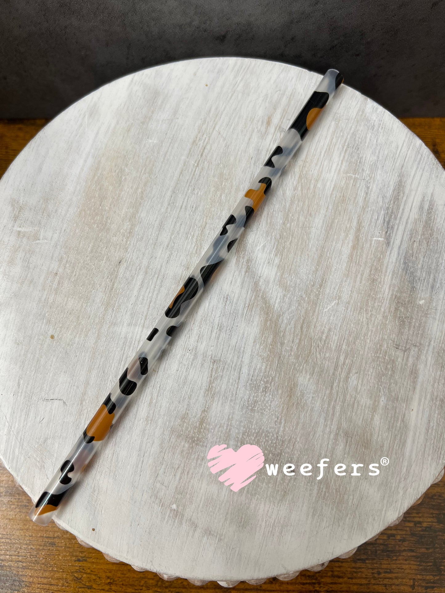 Patterned Straws Fits 16oz Can Sized Cups Translucent Leopard Weefers