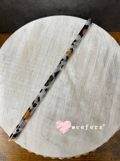 Patterned Straws Fits 16oz Can Sized Cups Translucent Leopard Weefers