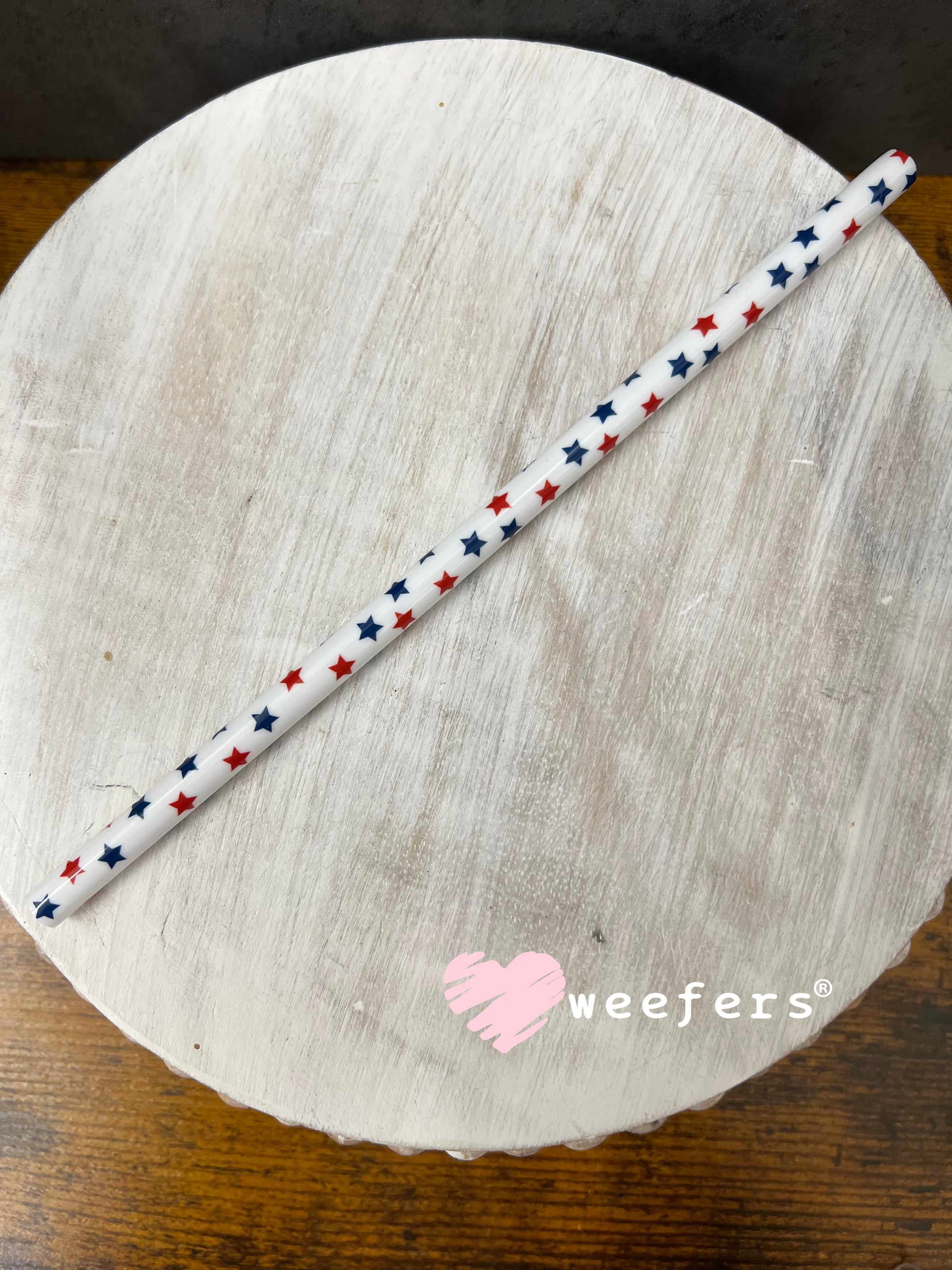 Patterned Straws Fits 16oz Can Sized Cups Red White Blue Stars Weefers