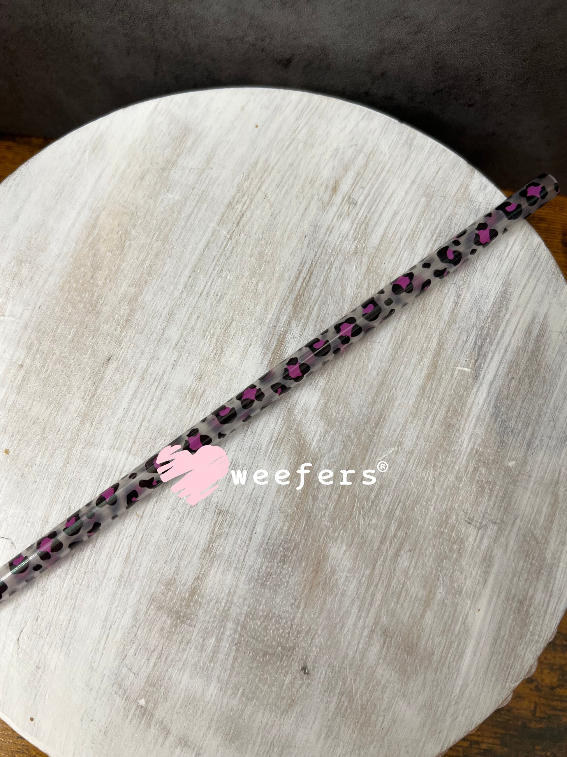 Patterned Straws Fits 16oz Can Sized Cups Translucent Pink Leopard Weefers