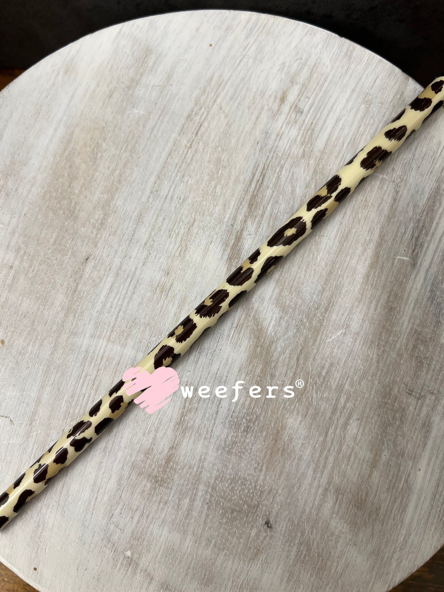 Patterned Straws Fits 16oz Can Sized Cups Cream Leopard Weefers
