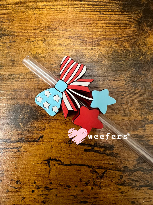 Straw Topper Buddy - USA Bow Cherry ( Fits 8mm Straws only) Weefers