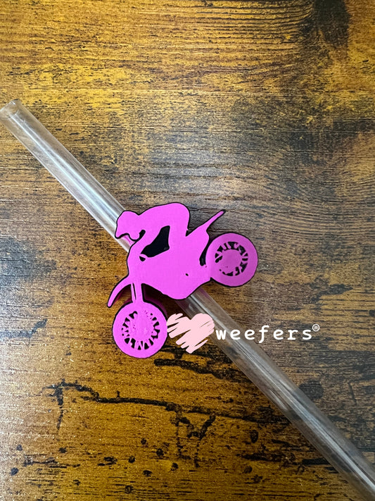 Straw Topper Buddy - Pink Motocross (Fits both 8mm and 10mm straws) Weefers
