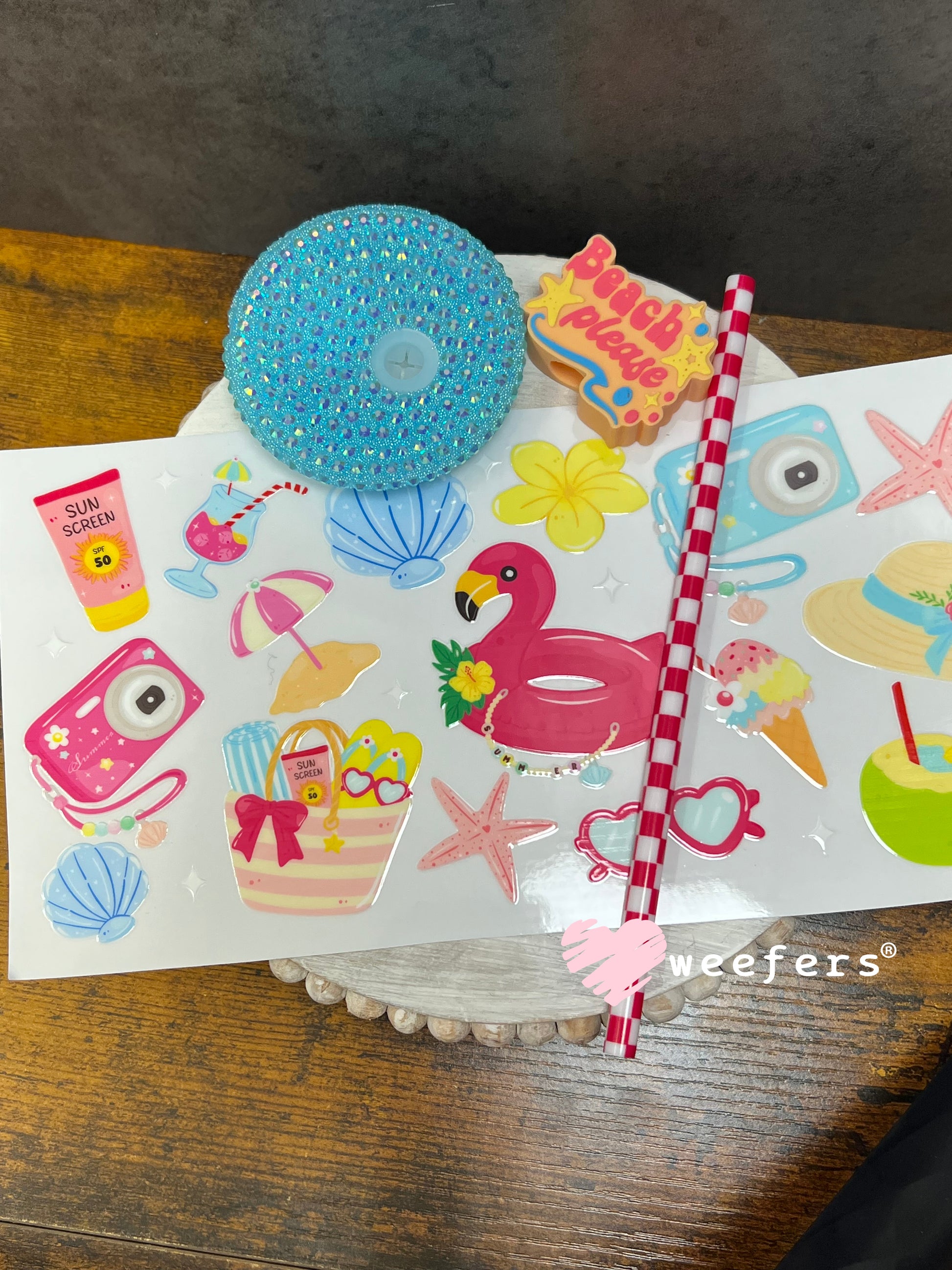 UV DTF Cup Wraps - Flamingo Pool Weefers