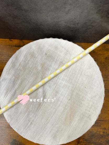 Patterned Straws Fits 24oz Can Sized Cups Light Yellow and White checkered - 11" Weefers