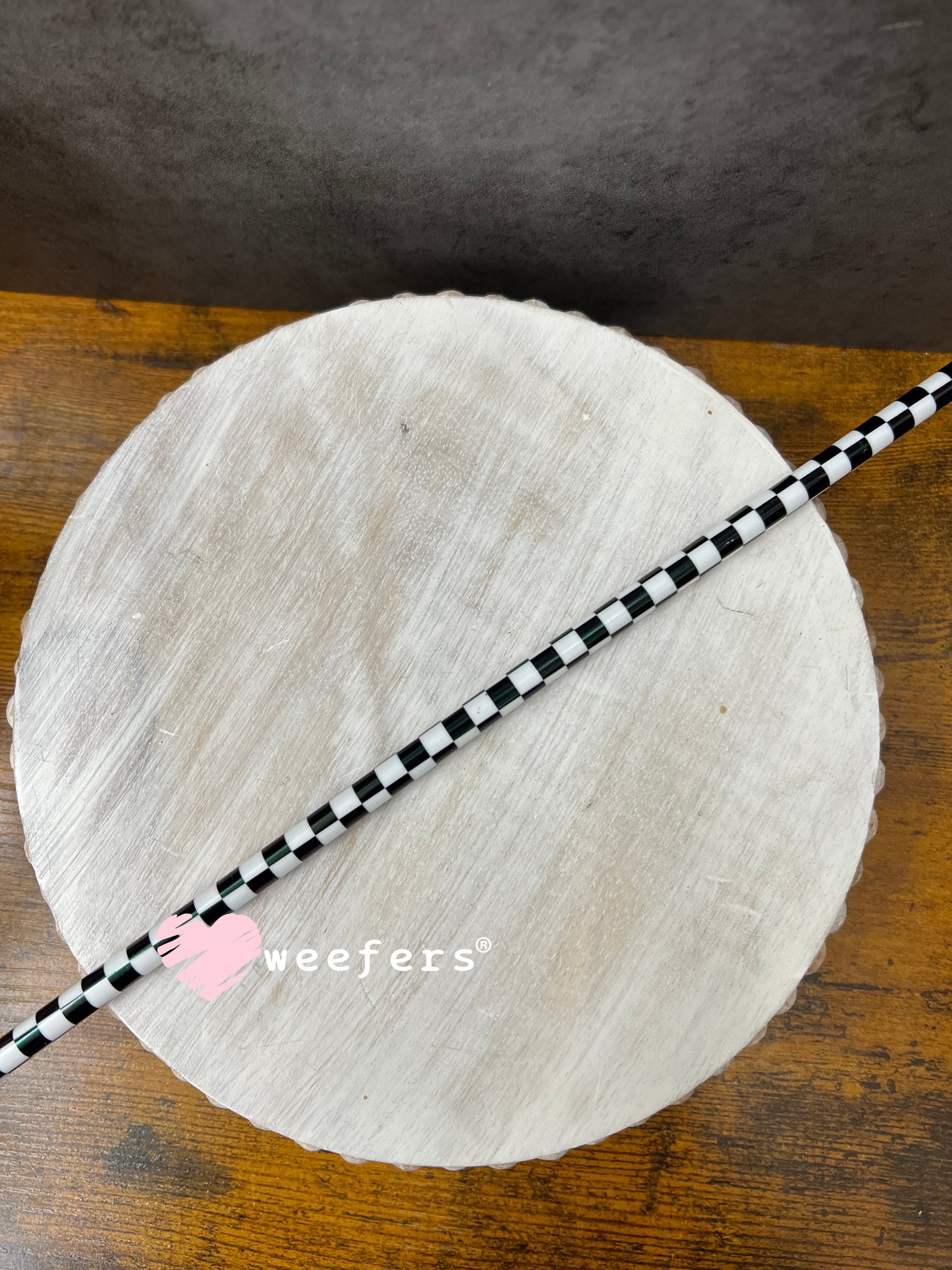Patterned Straws Fits 24oz Can Sized Cups White and Black Checkered - 12" Weefers