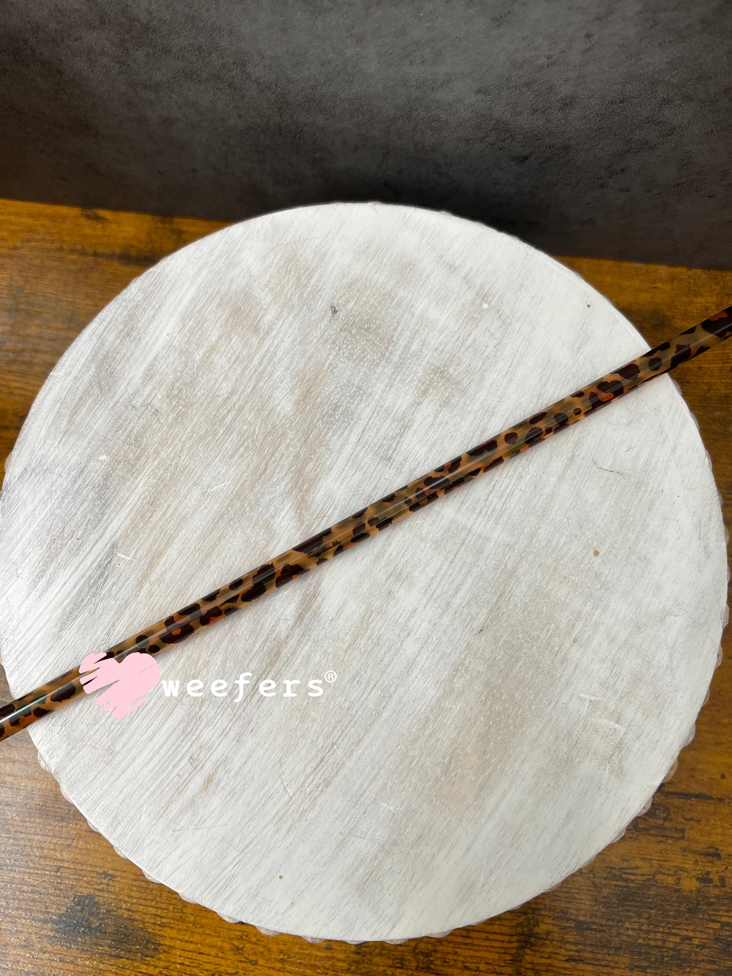 Patterned Straws Fits 24oz Can Sized Cups Brown Leopard Print - 12" Weefers