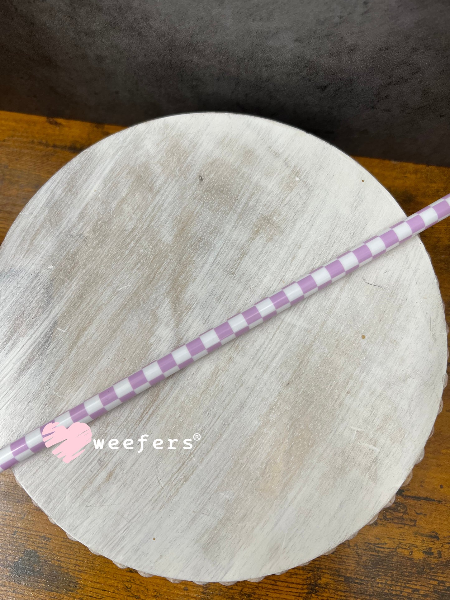 Patterned Straws Fits 24oz Can Sized Cups Purple and White Checkered - 11" Weefers