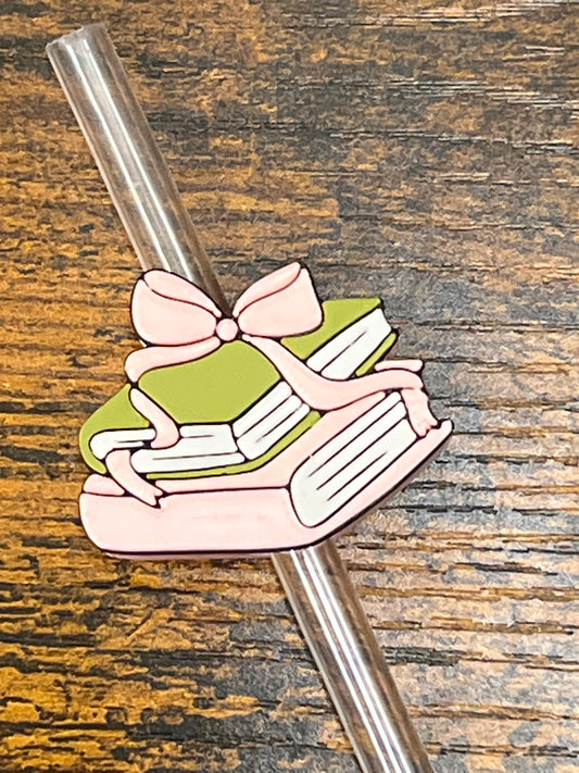 Straw Topper Buddy - Book Lover Satin Pink and Green (Fits 8mm Straws Only) Weefers