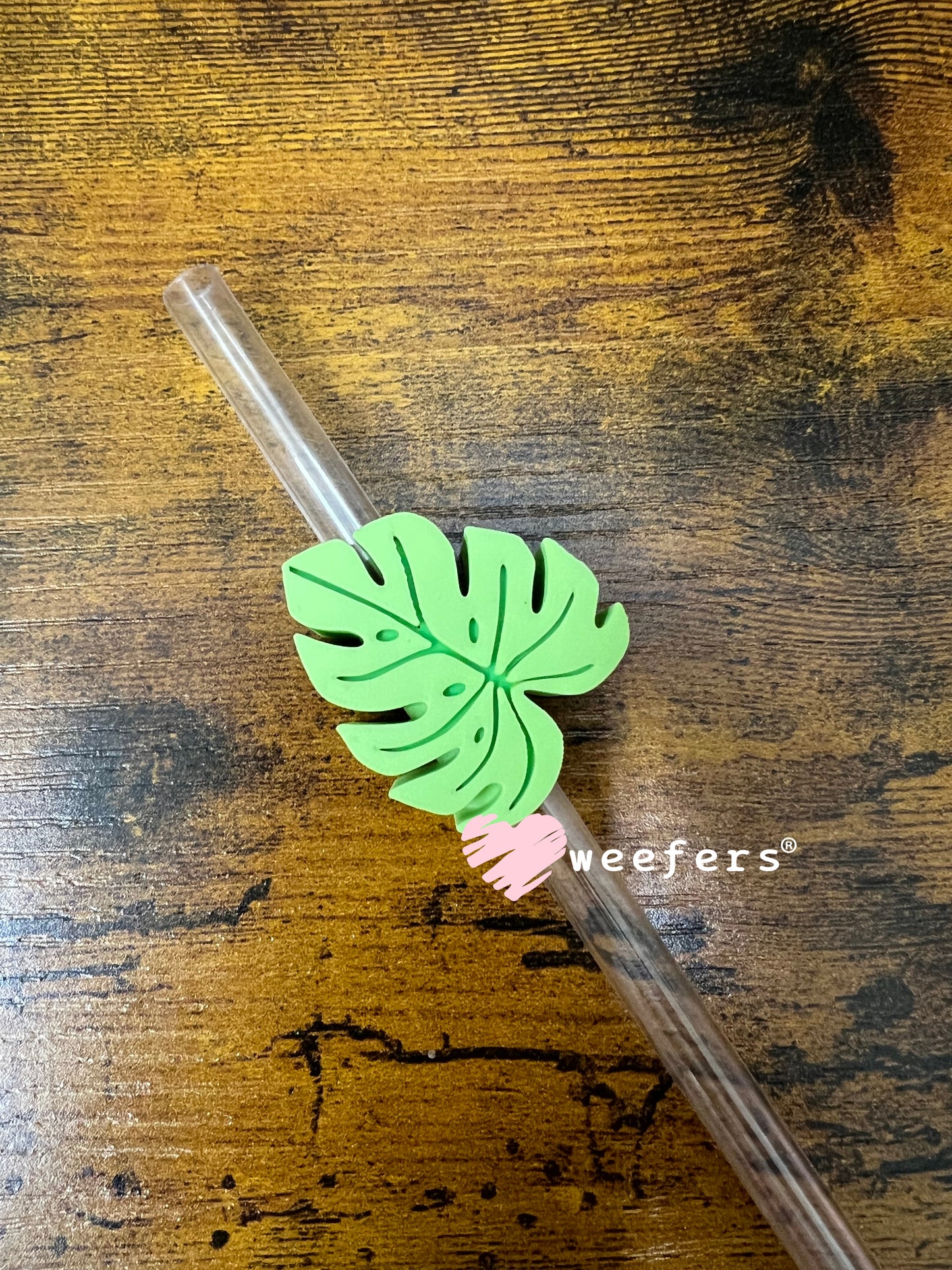 Straw Topper Buddy - Monstera Leaf Green (Fits both 8mm and 10mm straws) Weefers