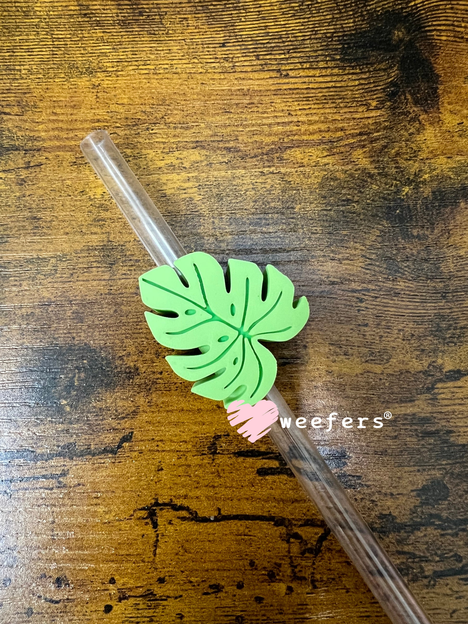 Straw Topper Buddy - Monstera Leaf Green (Fits both 8mm and 10mm straws) Weefers