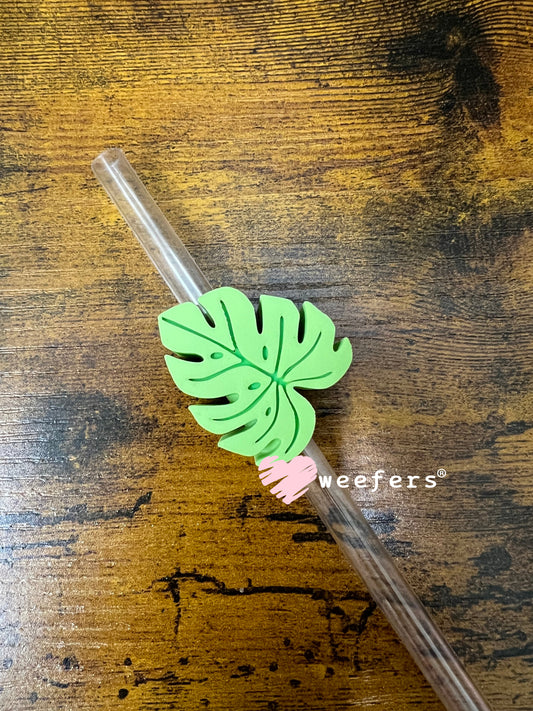 Straw Topper Buddy - Monstera Leaf Green (Fits both 8mm and 10mm straws) Weefers