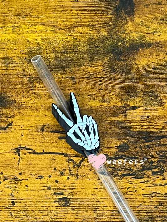 Skeleton Peace Sign Straw Topper Buddy Weefers