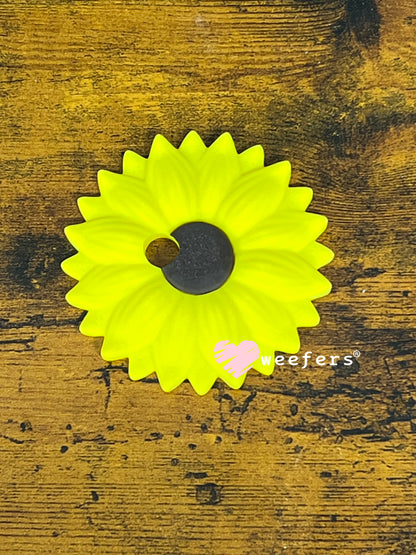 Sunflower Lid Topper with Off-Center Straw Hole for 16oz Can Glass & Snowglobe Cups