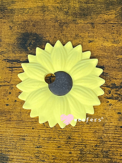 Sunflower Lid Topper with Off-Center Straw Hole for 16oz Can Glass & Snowglobe Cups