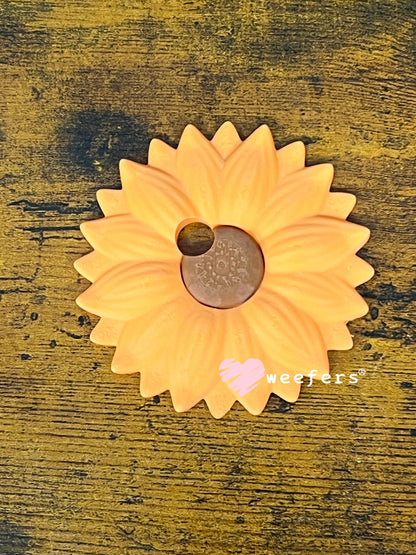 Sunflower Lid Topper with Off-Center Straw Hole for 16oz Can Glass & Snowglobe Cups