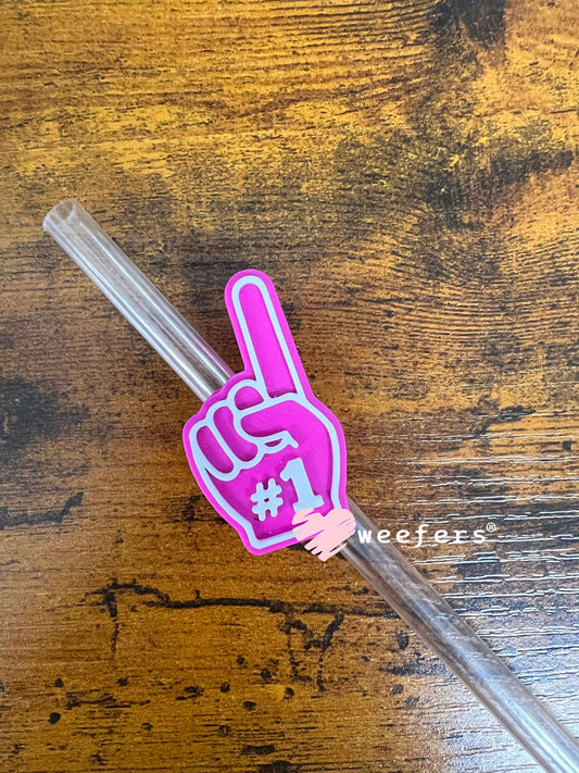 Straw Topper Buddy - Magenta Foam Finger #1 (Fits both 8mm and 10mm straws) Weefers