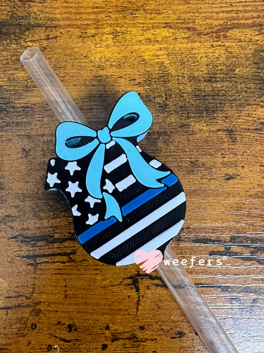 Back the Blue Police Badge - Straw Topper Buddy (Fits both 8mm and 10mm straws)