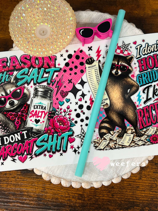 I Season with Salt Funny - 16oz Generic Glass Can Cups UV DTF Kit Weefers