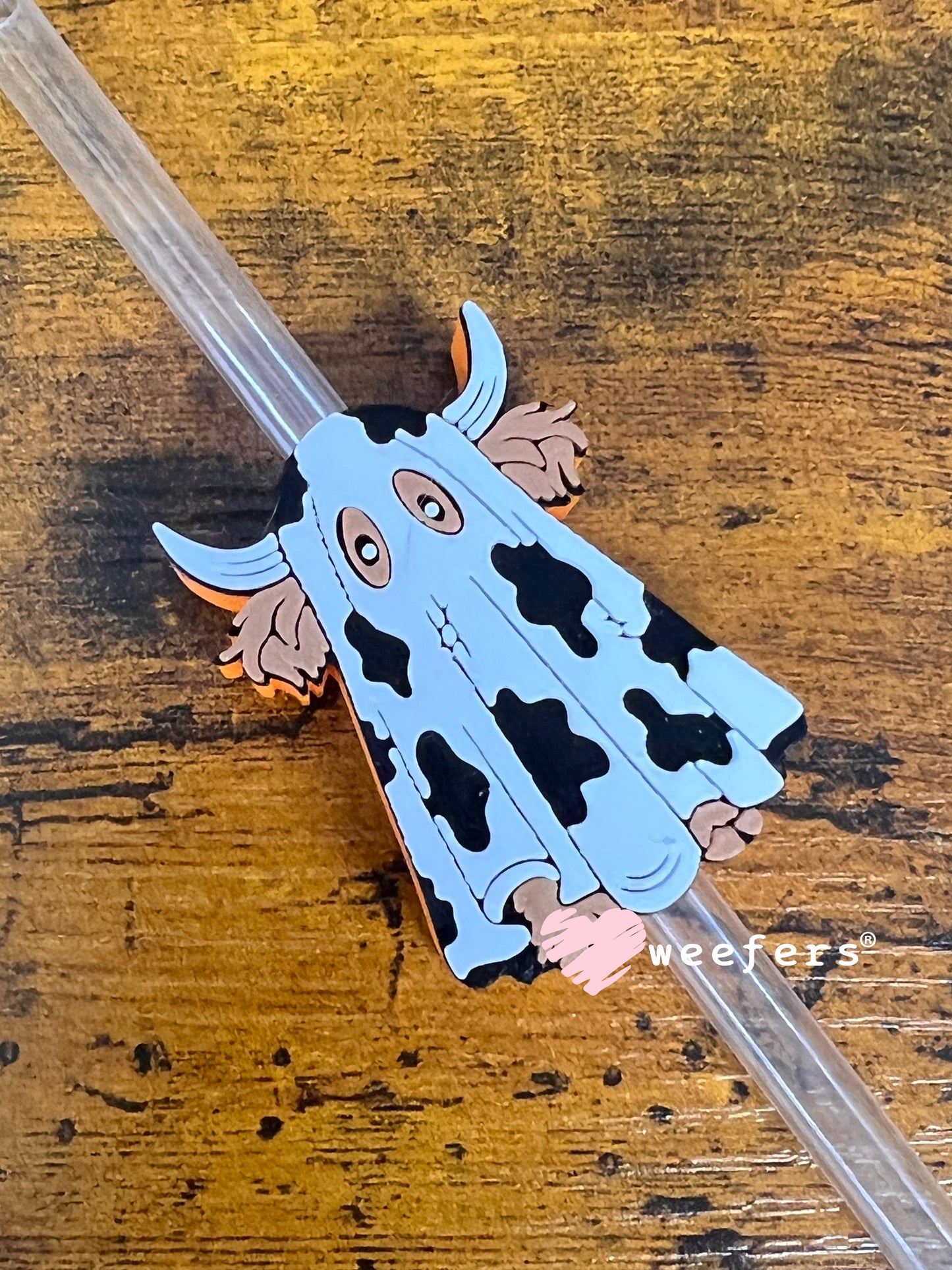 Boo Cow Ghost - Straw Topper Buddy (Fits both 8mm and 10mm straws)