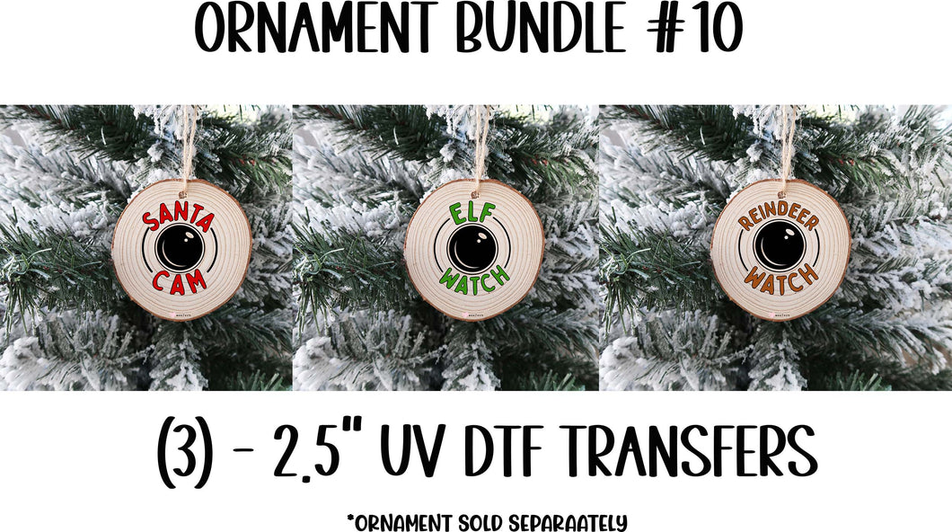 (3) Christmas Ornament Bundle #10 UV DTF Transfer