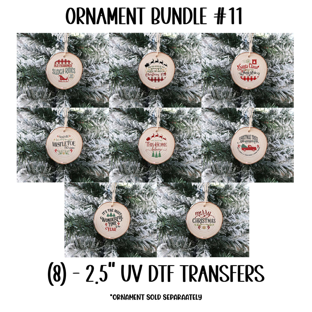 (8) Christmas Ornament Bundle #11 UV DTF Transfer