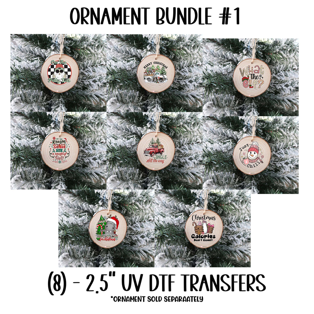 (8) Christmas Ornament Bundle #1 UV DTF Transfer
