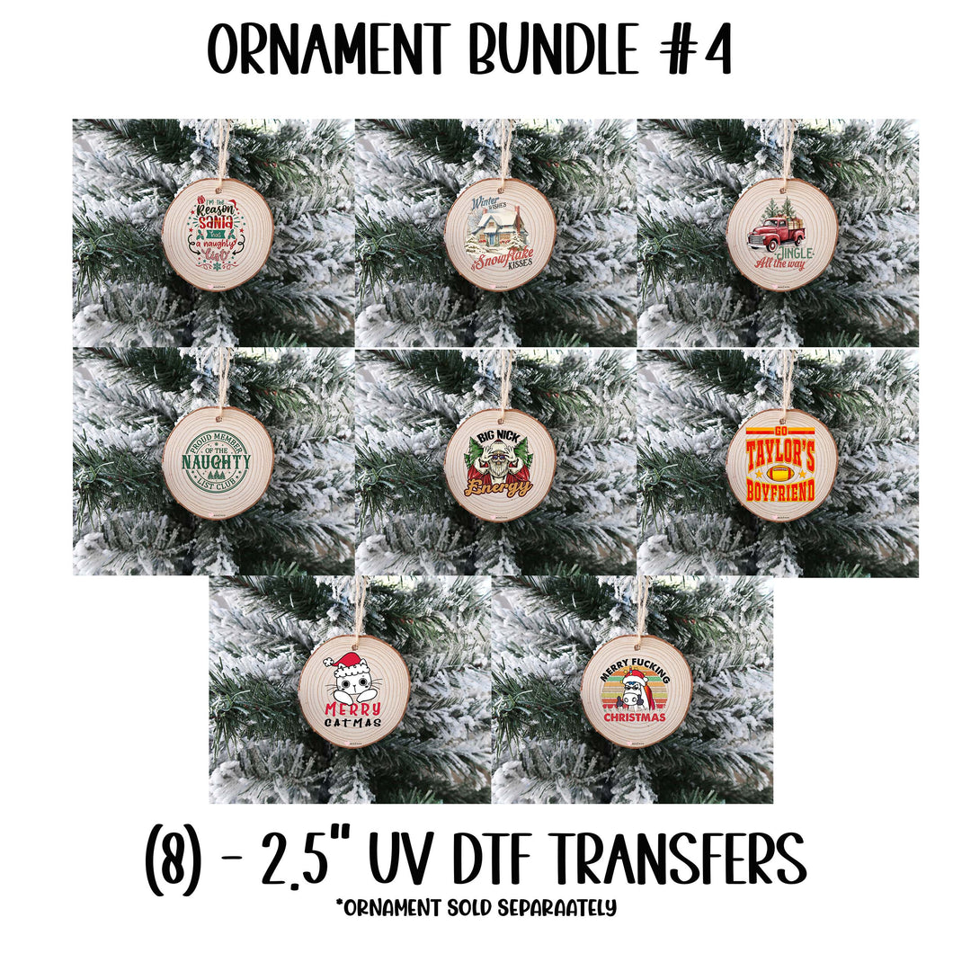 (8) Christmas Ornament Bundle #4 UV DTF Transfer