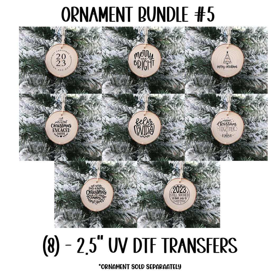 (8) Christmas Ornament Bundle #5 UV DTF Transfer