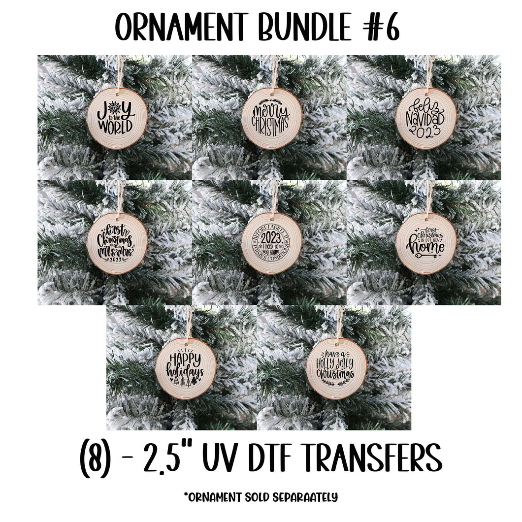 (8) Christmas Ornament Bundle #6 UV DTF Transfer