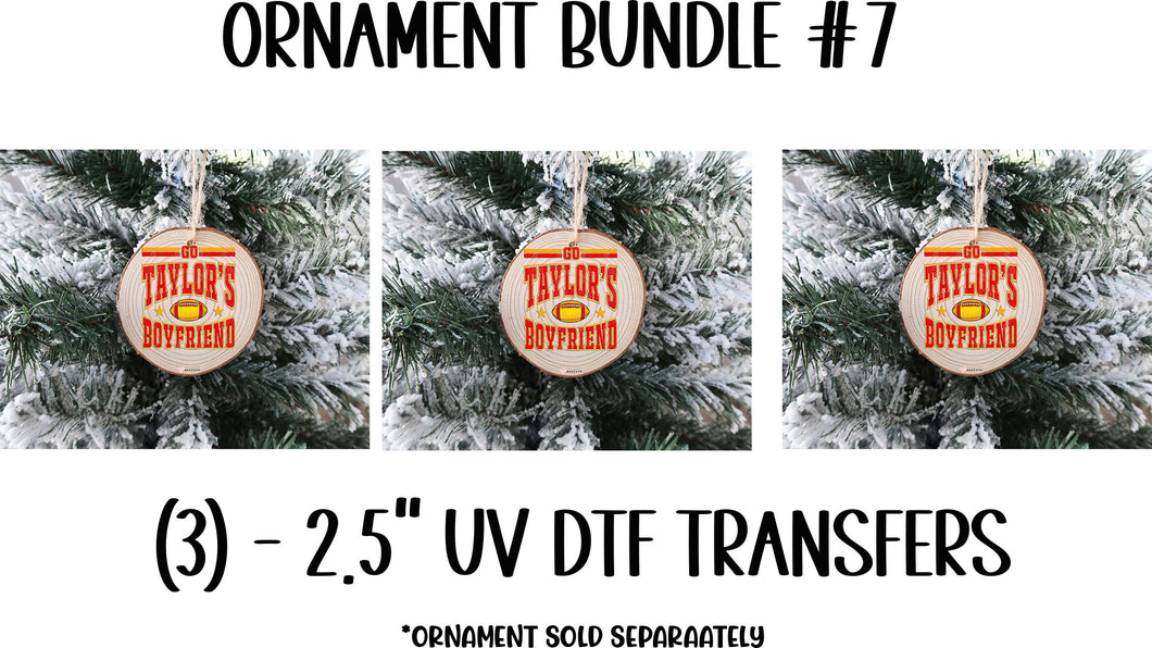 (3) Christmas Ornament Bundle #7 UV DTF Transfer