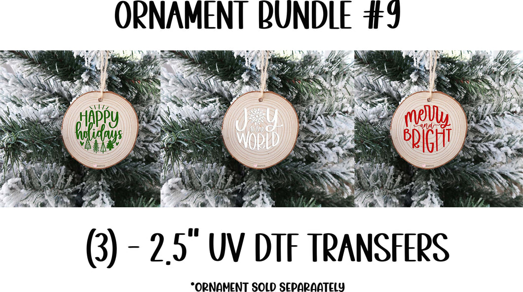 (3) Christmas Ornament Bundle #9 UV DTF Transfer