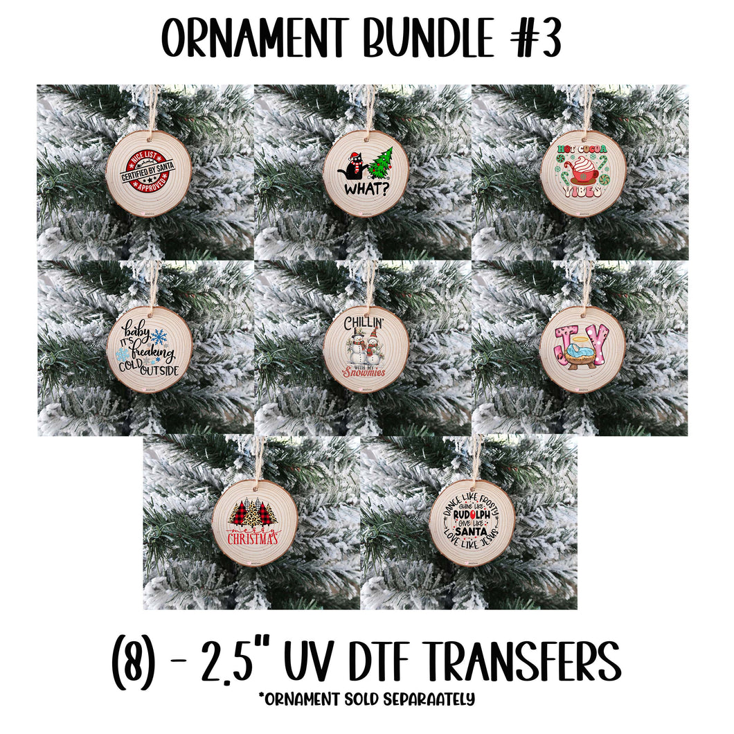 (8) Christmas Ornament Bundle #3 UV DTF Transfer