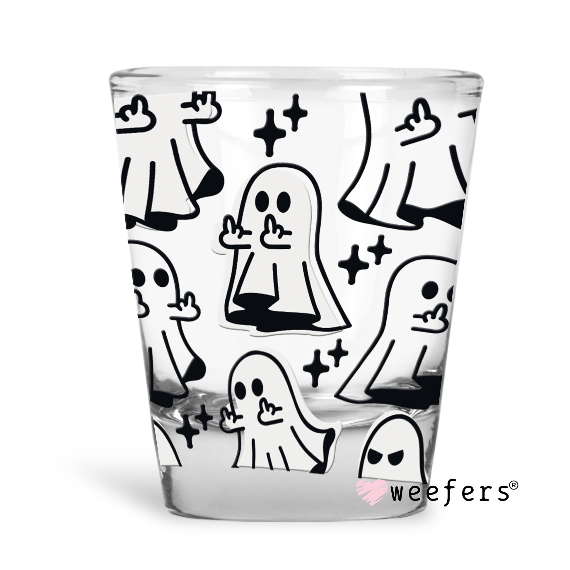 Middle Finger Ghost Halloween Shot Glass Short UV DTF or Sublimation Wrap - Decal - Weefers