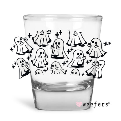 Middle Finger Ghost Halloween Shot Glass Short UV DTF or Sublimation Wrap - Decal - Weefers