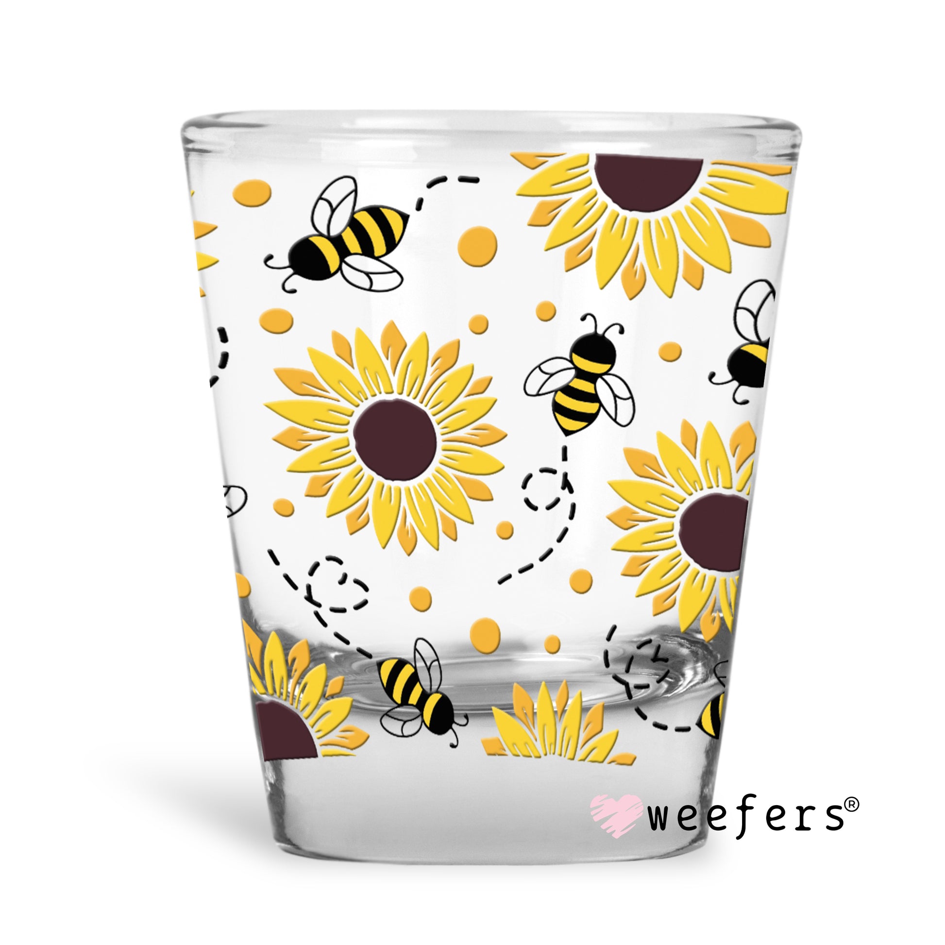 Sunflowers and Bees Shot Glass Short UV DTF or Sublimation Wrap - Decal - Weefers